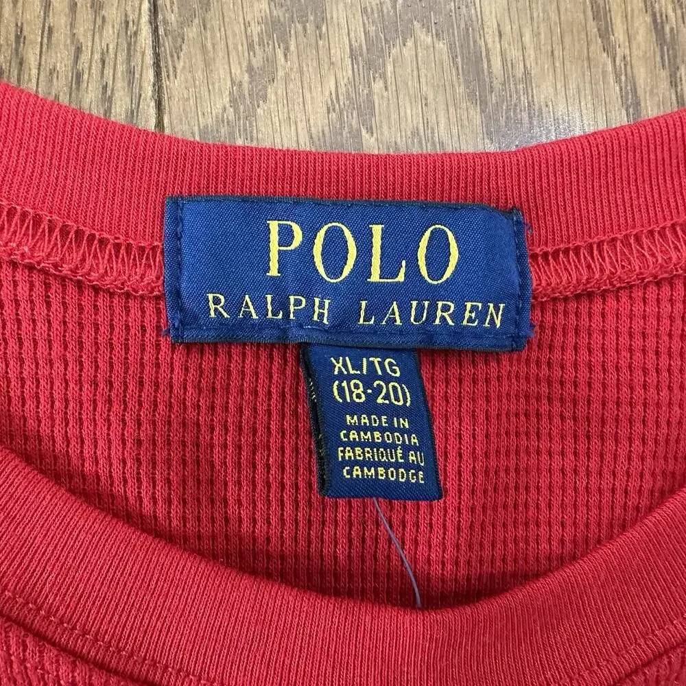 Polo Ralph Lauren Boys Long Sleeve Shirt‎ Red XL 18-20 Crewneck Cotton Blend NWT